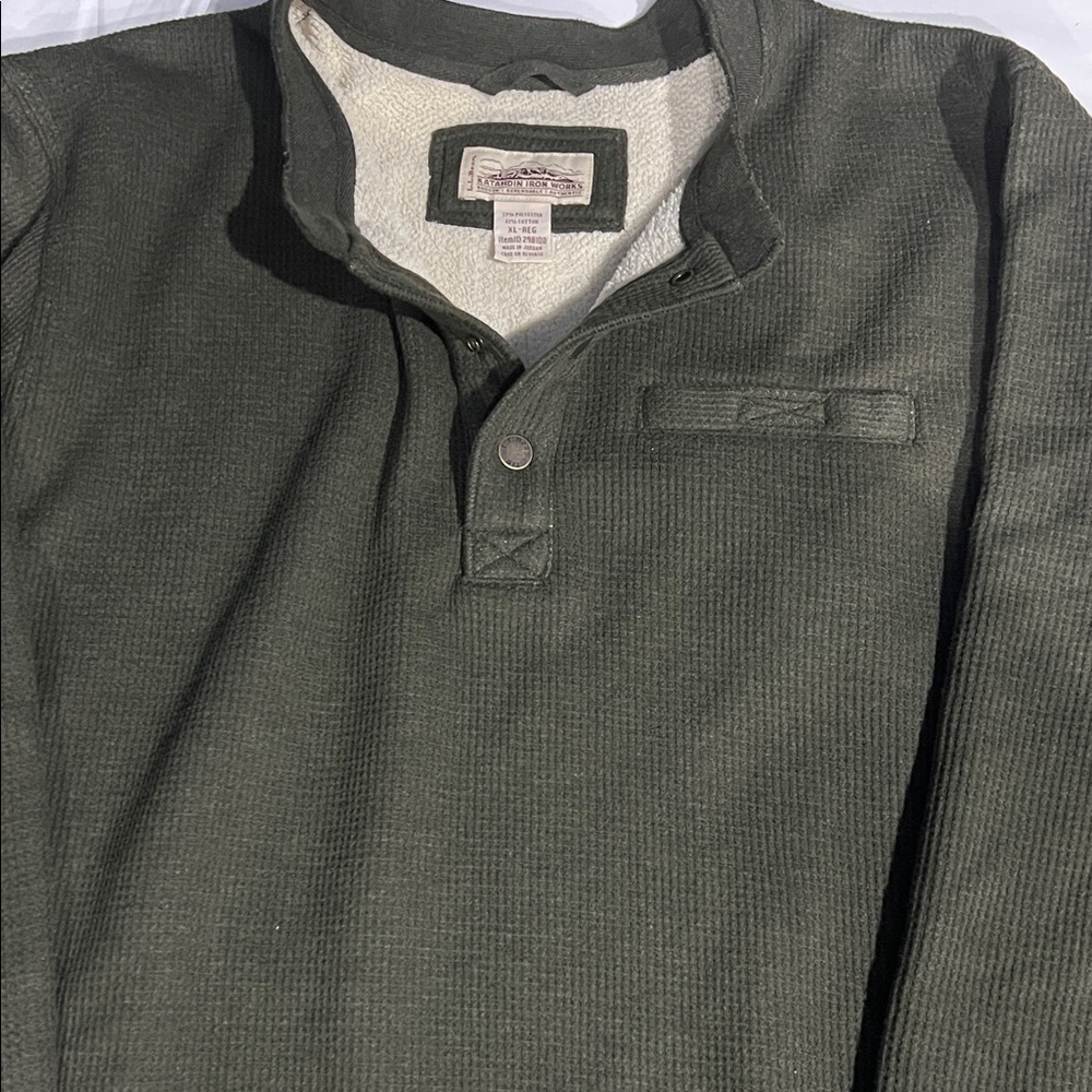 Men's Thermal Henley Shirt - Olive Green
